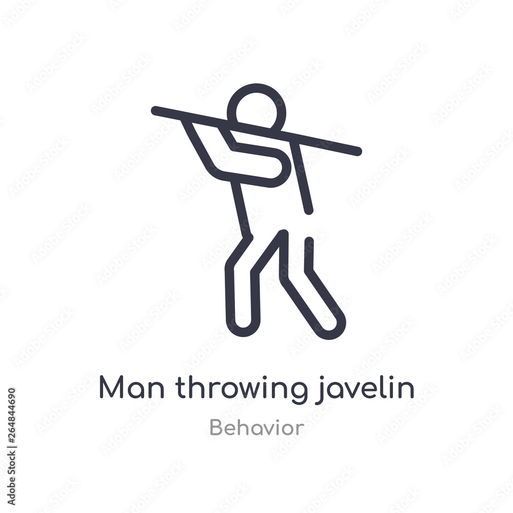 Aufkleber man throwing javelin outline icon. isolated line vector illustration from behavior collection. edita