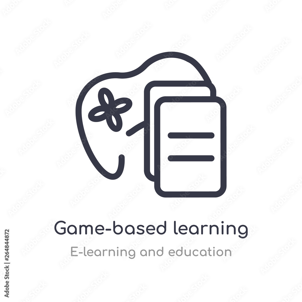 Poster game-based learning outline icon. isolated line vector illustration from e-learning and education co