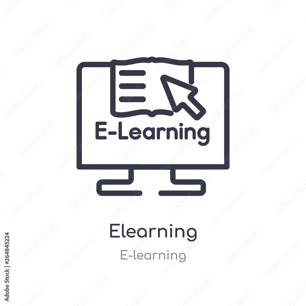 Poster elearning outline icon. isolated line vector illustration from e-learning collection. editable thin 