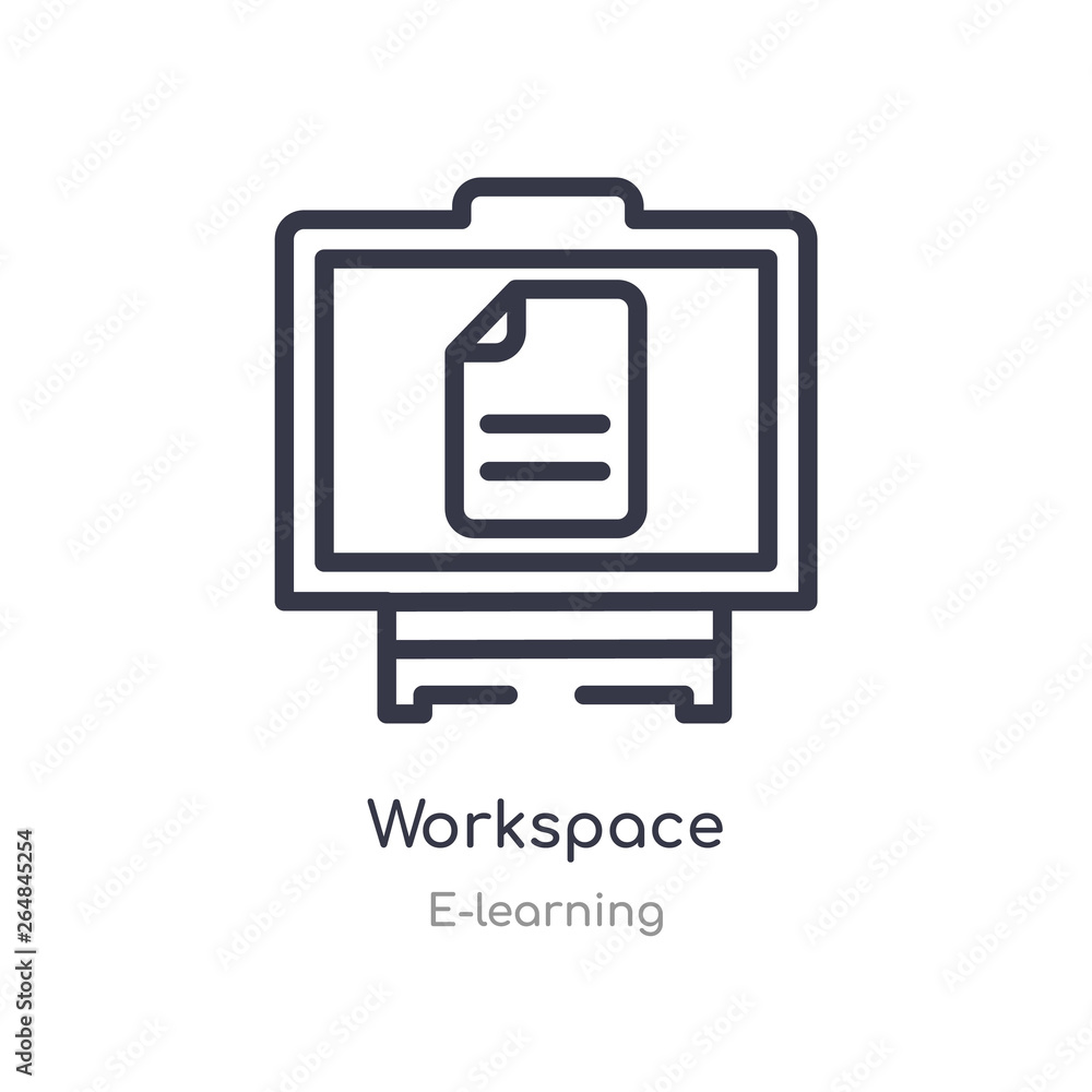 Poster workspace outline icon. isolated line vector illustration from e-learning collection. editable thin 