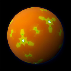 Artfully designed and colorful ball, 3D illustration on black background