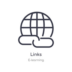 links outline icon. isolated line vector illustration from e-learning collection. editable thin stroke links icon on white background
