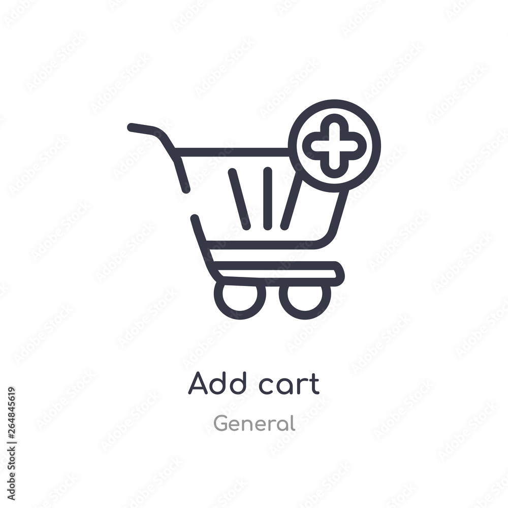 Aufkleber add cart outline icon. isolated line vector illustration from general collection. editable thin stro