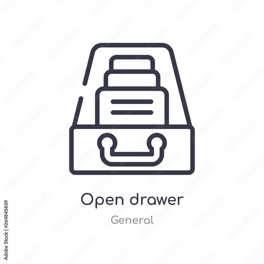 Poster open drawer outline icon. isolated line vector illustration from general collection. editable thin s