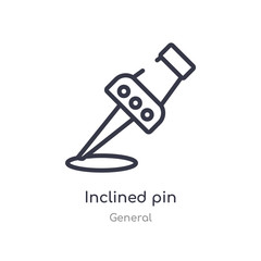 inclined pin outline icon. isolated line vector illustration from general collection. editable thin stroke inclined pin icon on white background
