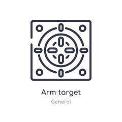 arm target outline icon. isolated line vector illustration from general collection. editable thin stroke arm target icon on white background
