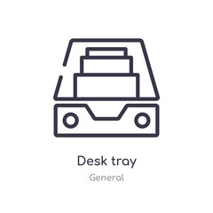 desk tray outline icon. isolated line vector illustration from general collection. editable thin stroke desk tray icon on white background