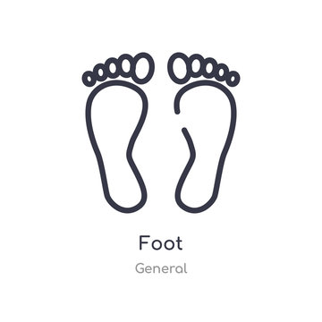 foot outline icon. isolated line vector illustration from general collection. editable thin stroke foot icon on white background