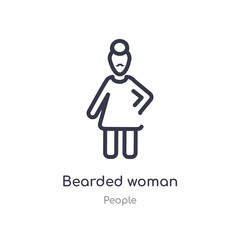 bearded woman outline icon. isolated line vector illustration from people collection. editable thin stroke bearded woman icon on white background