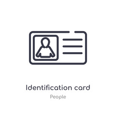 identification card with picture outline icon. isolated line vector illustration from people collection. editable thin stroke identification card with picture icon on white background