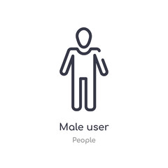 male user outline icon. isolated line vector illustration from people collection. editable thin stroke male user icon on white background
