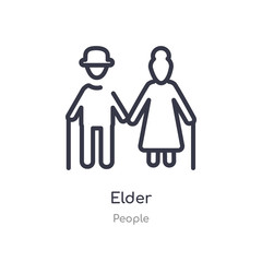 elder outline icon. isolated line vector illustration from people collection. editable thin stroke elder icon on white background