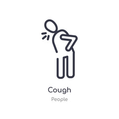cough outline icon. isolated line vector illustration from people collection. editable thin stroke cough icon on white background