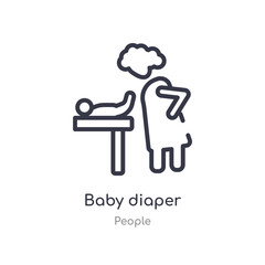 baby diaper outline icon. isolated line vector illustration from people collection. editable thin stroke baby diaper icon on white background