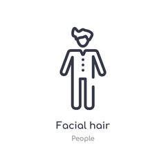 facial hair outline icon. isolated line vector illustration from people collection. editable thin stroke facial hair icon on white background