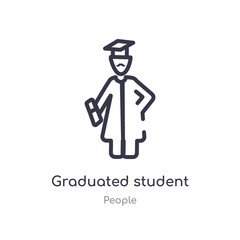 graduated student outline icon. isolated line vector illustration from people collection. editable thin stroke graduated student icon on white background