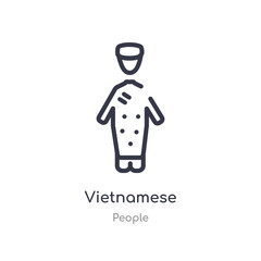 vietnamese outline icon. isolated line vector illustration from people collection. editable thin stroke vietnamese icon on white background