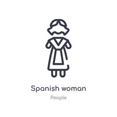spanish woman outline icon. isolated line vector illustration from people collection. editable thin stroke spanish woman icon on white background