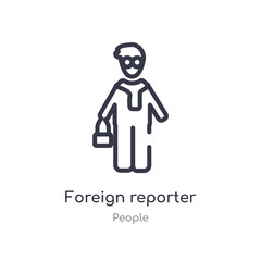foreign reporter outline icon. isolated line vector illustration from people collection. editable thin stroke foreign reporter icon on white background