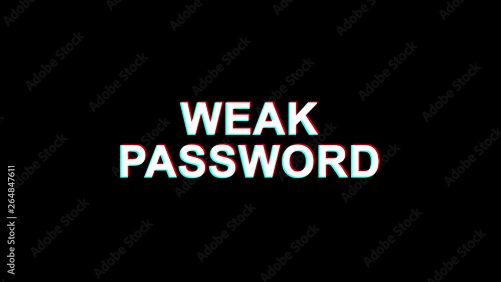 Poster weak password glitch text abstract vintage twitched 4k loop motion animation . black old retro digit