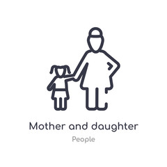 mother and daughter outline icon. isolated line vector illustration from people collection. editable thin stroke mother and daughter icon on white background