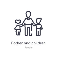 father and children outline icon. isolated line vector illustration from people collection. editable thin stroke father and children icon on white background