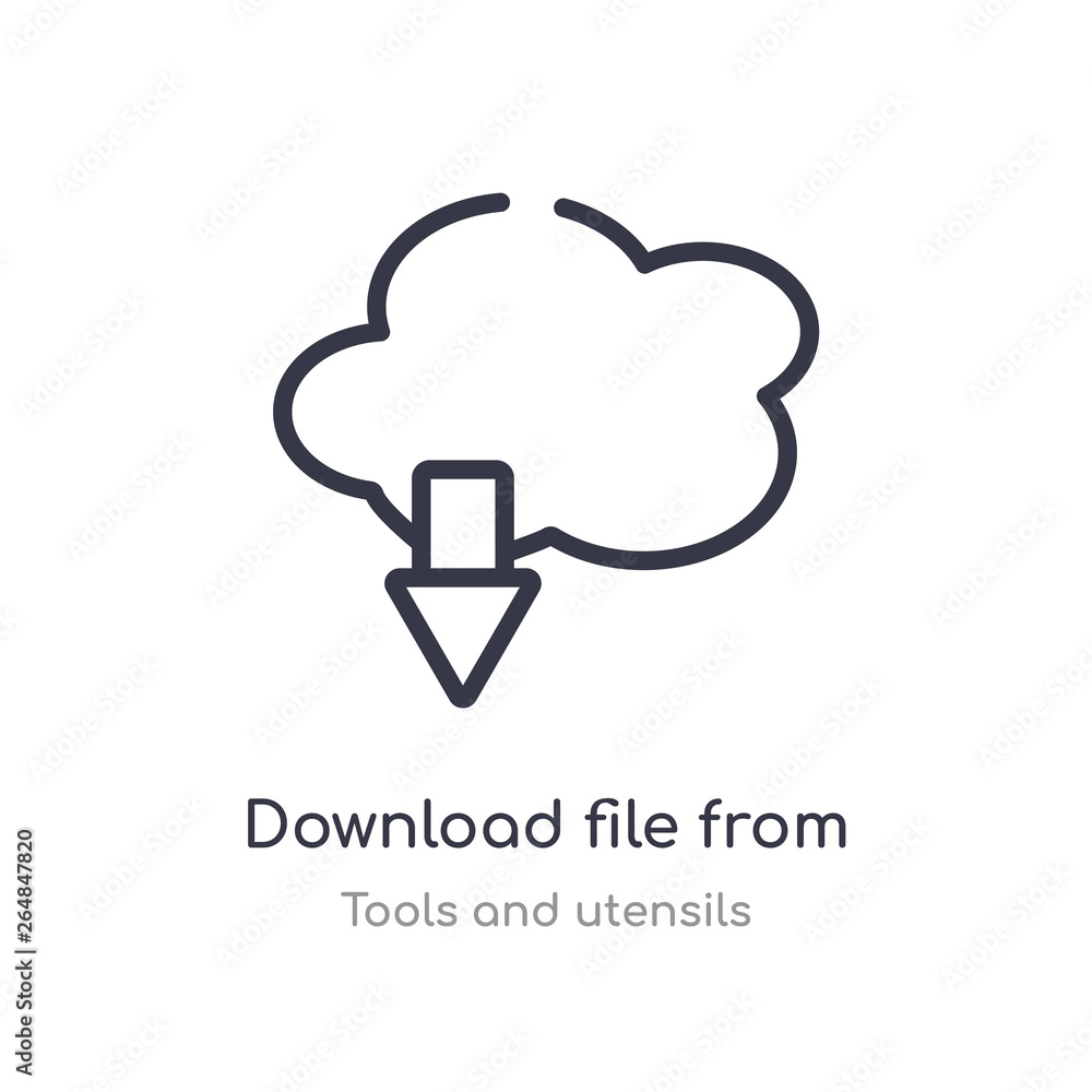Poster download file from cloud outline icon. isolated line vector illustration from tools and utensils col