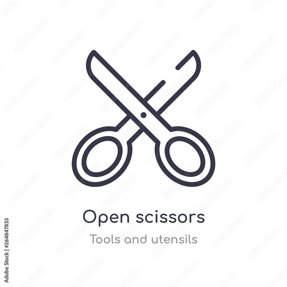 Poster open scissors outline icon. isolated line vector illustration from tools and utensils collection. ed