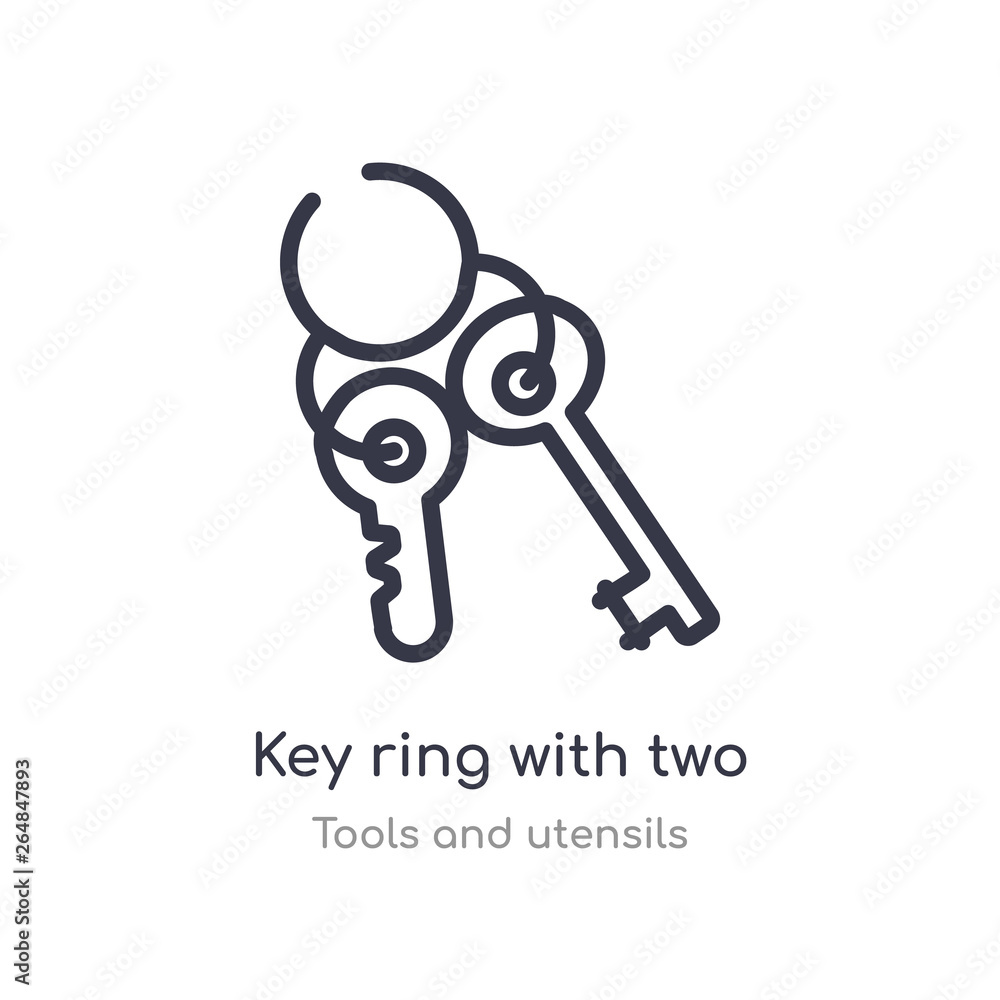 Aufkleber key ring with two keys outline icon. isolated line vector illustration from tools and utensils colle