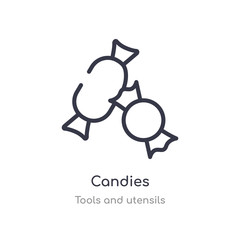 candies outline icon. isolated line vector illustration from tools and utensils collection. editable thin stroke candies icon on white background