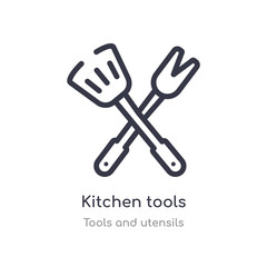 kitchen tools outline icon. isolated line vector illustration from tools and utensils collection. editable thin stroke kitchen tools icon on white background