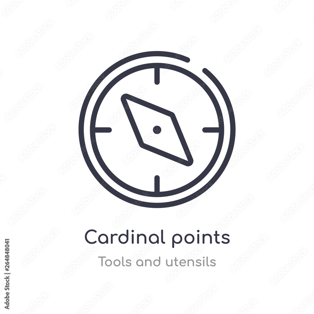 Poster cardinal points outline icon. isolated line vector illustration from tools and utensils collection. 
