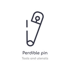 perdible pin outline icon. isolated line vector illustration from tools and utensils collection. editable thin stroke perdible pin icon on white background