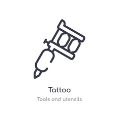 tattoo outline icon. isolated line vector illustration from tools and utensils collection. editable thin stroke tattoo icon on white background