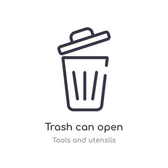 trash can open outline icon. isolated line vector illustration from tools and utensils collection. editable thin stroke trash can open icon on white background