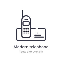 modern telephone outline icon. isolated line vector illustration from tools and utensils collection. editable thin stroke modern telephone icon on white background