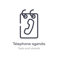 telephone agenda outline icon. isolated line vector illustration from tools and utensils collection. editable thin stroke telephone agenda icon on white background