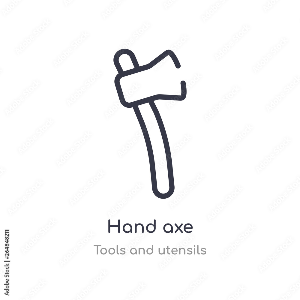 Poster hand axe outline icon. isolated line vector illustration from tools and utensils collection. editabl