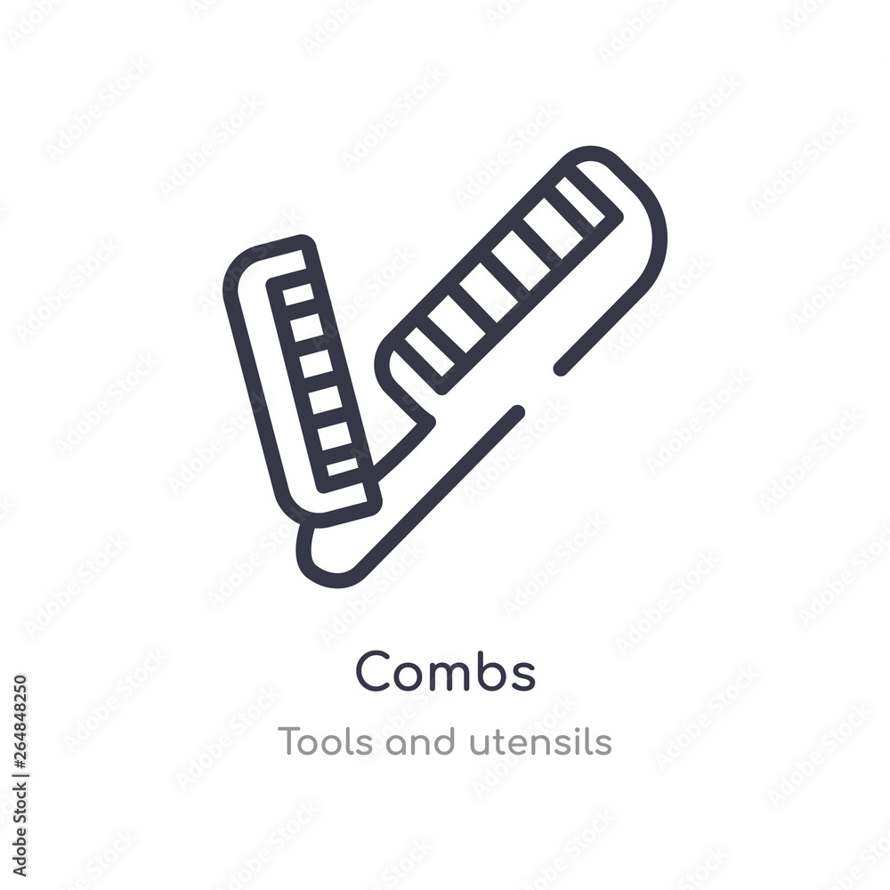 Poster combs outline icon. isolated line vector illustration from tools and utensils collection. editable t