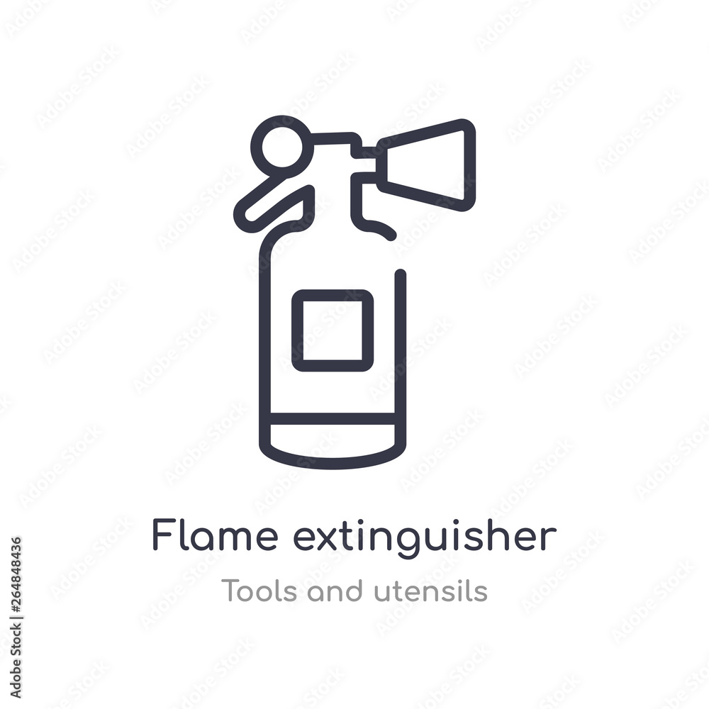 Poster flame extinguisher outline icon. isolated line vector illustration from tools and utensils collectio