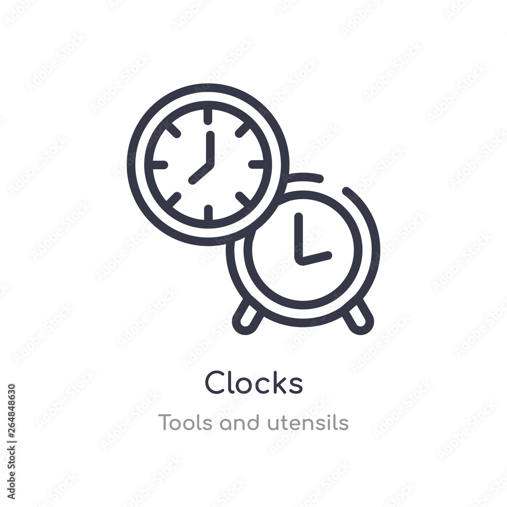 Poster clocks outline icon. isolated line vector illustration from tools and utensils collection. editable 