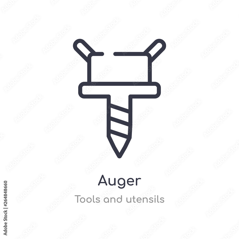 Poster auger outline icon. isolated line vector illustration from tools and utensils collection. editable t