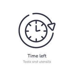 time left outline icon. isolated line vector illustration from tools and utensils collection. editable thin stroke time left icon on white background
