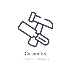 carpentry outline icon. isolated line vector illustration from tools and utensils collection. editable thin stroke carpentry icon on white background