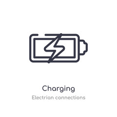 charging outline icon. isolated line vector illustration from electrian connections collection. editable thin stroke charging icon on white background