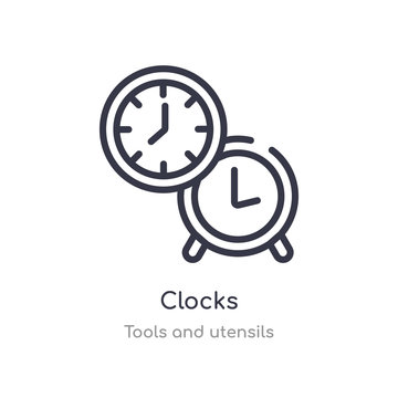 clocks outline icon. isolated line vector illustration from tools and utensils collection. editable thin stroke clocks icon on white background