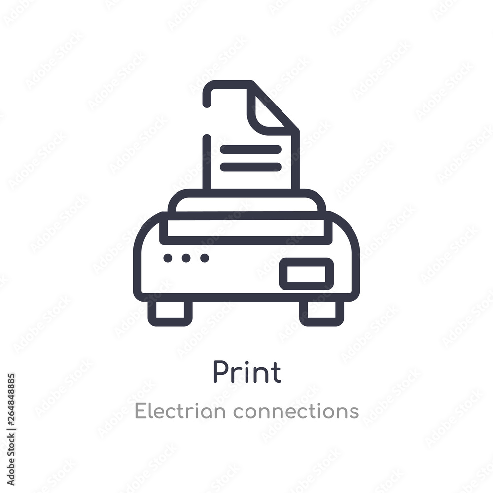 Poster print outline icon. isolated line vector illustration from electrian connections collection. editabl