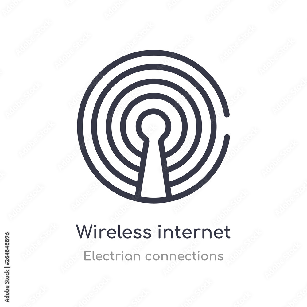 Aufkleber wireless internet outline icon. isolated line vector illustration from electrian connections collect