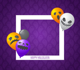 Halloween Frame with scary balloon in Purple background