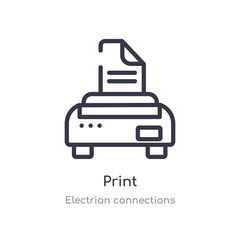 print outline icon. isolated line vector illustration from electrian connections collection. editable thin stroke print icon on white background